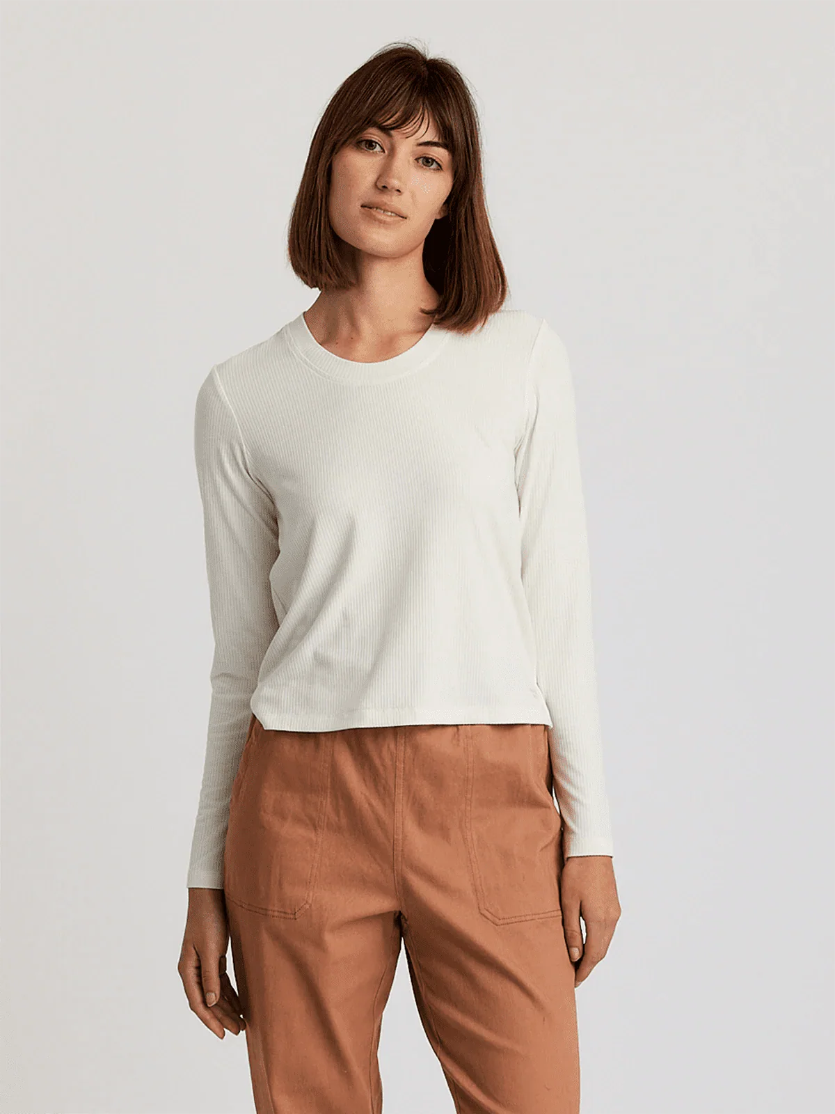 W RIBBED BAMBOO LS TEE